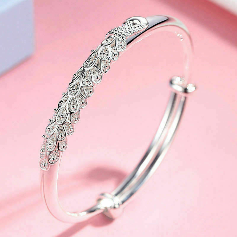925 Sterling Silver Phoenix Peacock Fashion Charm Wristband