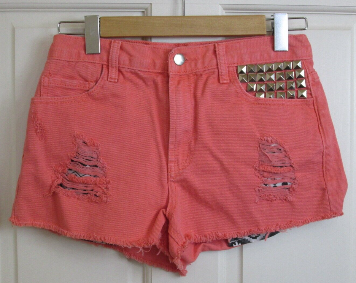 Forever21 Orange Ripped Jean Shorts Womens Size 27 Waist 29 Frayed