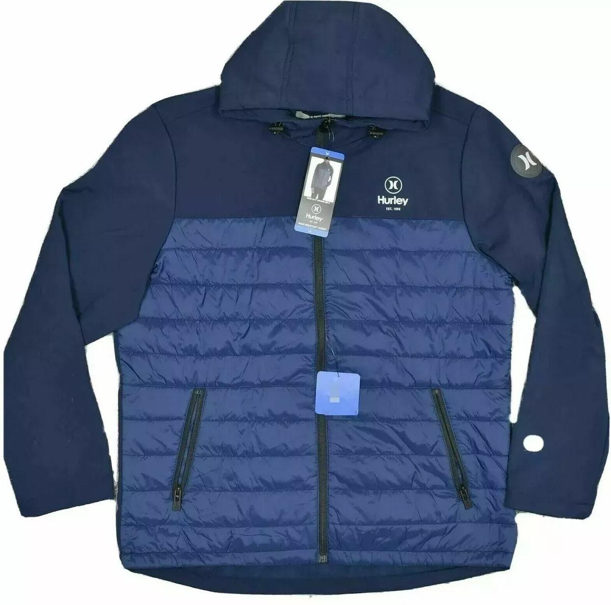 Hurley Men's Blue Softshell Quilted Wind Resistant 3 Layer Fabric Jacket 2X  XXL | eBay