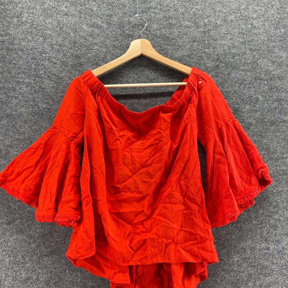 Blusa Forever 21 Mujer M Mediana Roja Manga 3/4 Cuello Redondo Pullover Informal Sólida Foto 3 de 4