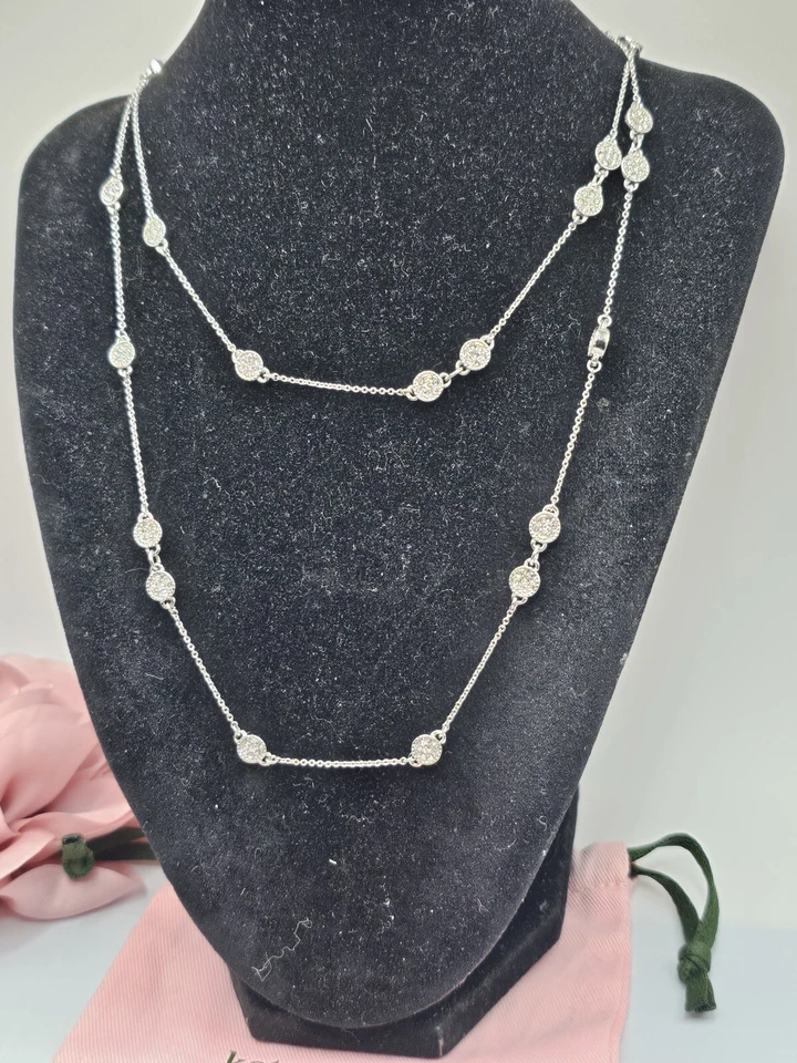 Collar Estación Kate Spade Estrás Tono Plateado Gatsby con Bolso Firmado 36" Foto 4 de 4