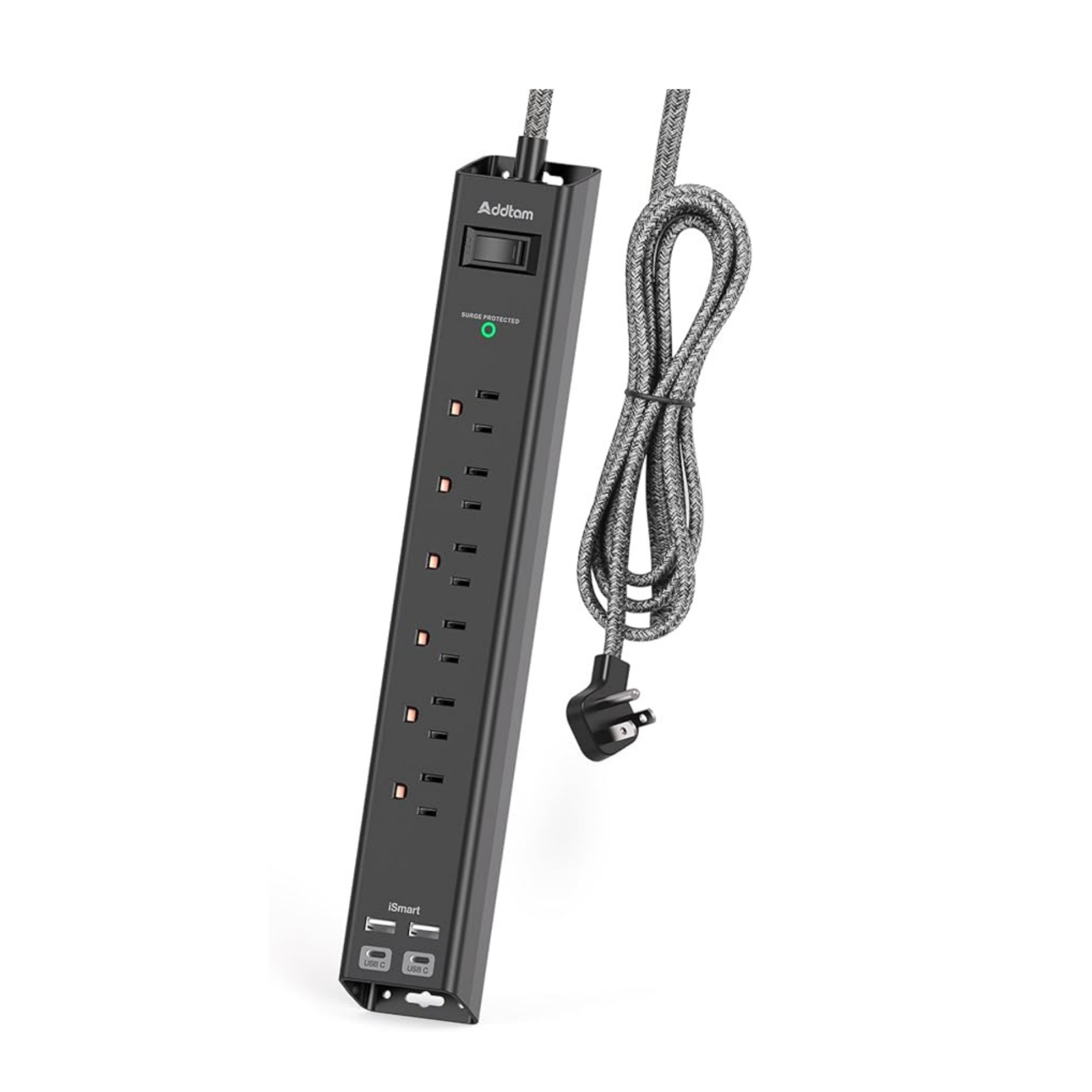 Surge Protector Power Strip - Extension Cord with 6 AC Outlets 4 USB (2 USB-C Po-image