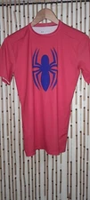 Vtg Spiderman UNDER ARMOR Jock Gym Compression Red 2014 Spandex Shirt Marvel L