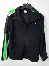 Nike Jacket Zip Up Women's Sz. M 8/10 Swoosh Logo Black  Green EUC