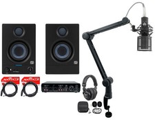 2 Presonus Eris 3.5BT 3.5" Studio Monitors Interface Mic Headphones Boom Arm