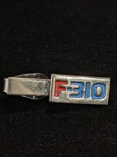 Vintage Silver Tone F310 Red Blue Tie Clip 11003