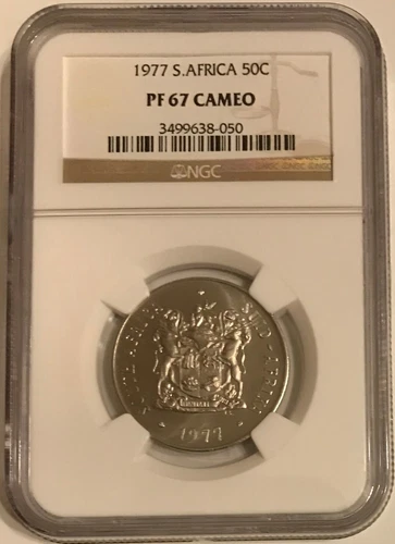 South Africa NGC 1977 50c Fifty Cent High Grade Proof