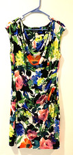 Ralph Lauren Womens Floral Cowl Drape Neck Dress Size 14 Pullover Ruched Side