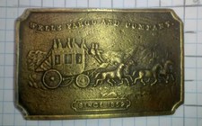 Vintage Wells Fargo Brass Belt Buckle - 70s Western Americana Cowboy Core