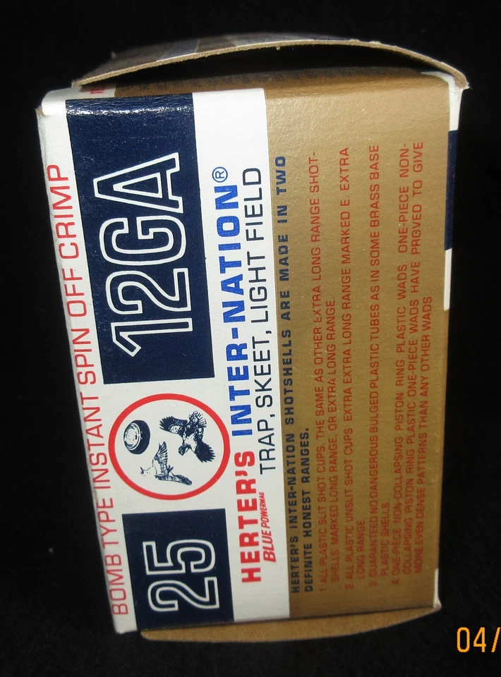 Vintage Christian Herter's 12 GA Shotshell Empty Box INTER-NATION Trap Skeet - Image 2 of 4