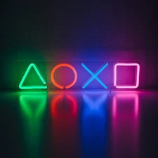 Playstation Neon Light LED Sign Dimmable Game Room Art Wall Hanging Nightlight