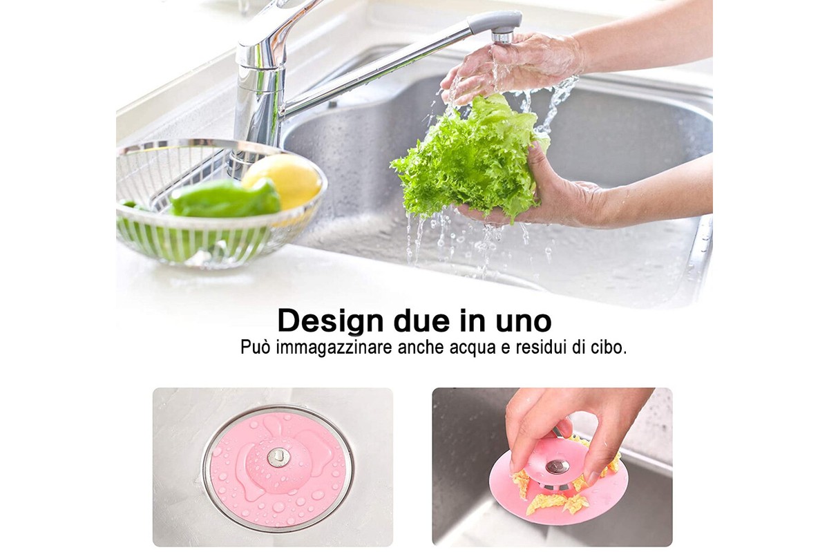 Tappo Per Vasca Con Filtro Capelli 2 In 1 - Universale Regolabile | Foro Di Scarico 38-44mm | Antintasamento