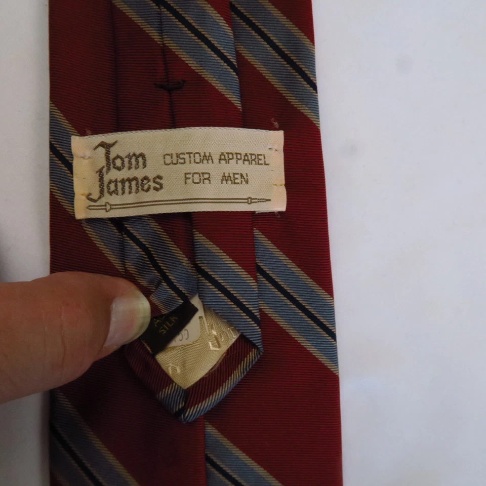 Галстук мужской Tom James галстук красный синий желтовато-коричневый мульти диагональ в полоску полностью шелковый 55x3,25 - Изображение 3 из 4
