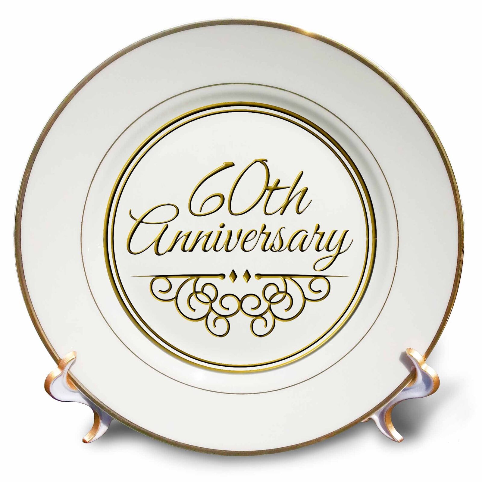 3dRose 60th Anniversary gift - gold text for celebrating wedding anniversaries -