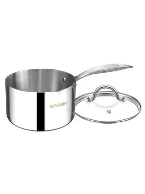 VENTION 1QT Tri-Ply Stainless Steel Saucepan with Lid & Pour Spout Right-Hand Design