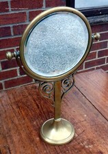Victorian antique WS Benson type Arts Crafts heavy brass shaving bathroom mirror