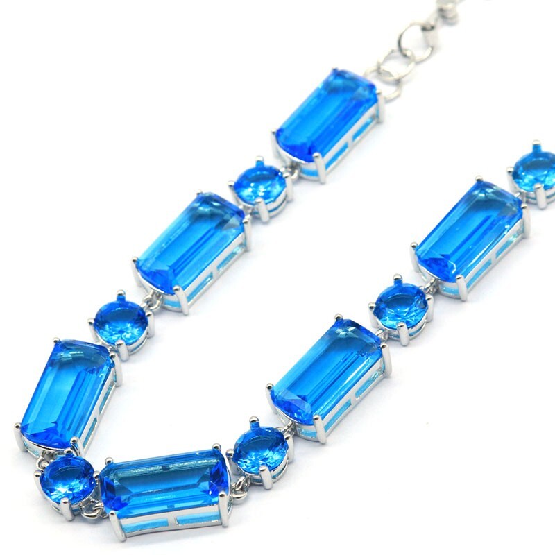 London Blue Topaz Women's Silver Bangle Bracelet – Daily Wear, 7.5 Inches – Buy 3 Get 1 Free