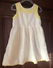 Baby Gap Girls White Yellow Eyelet Dress Spring Easter Polka Dot Scalloped Hem 4