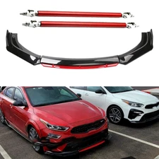 Front Bumper Lip Body Kit Splitter Spoiler Glossy Black Red For Kia Forte