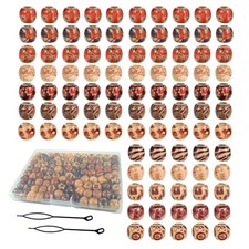 95 Pcs Wood Hair Beads for Braids and Dreadlocks, 12mm Painted Natural Wooden...
