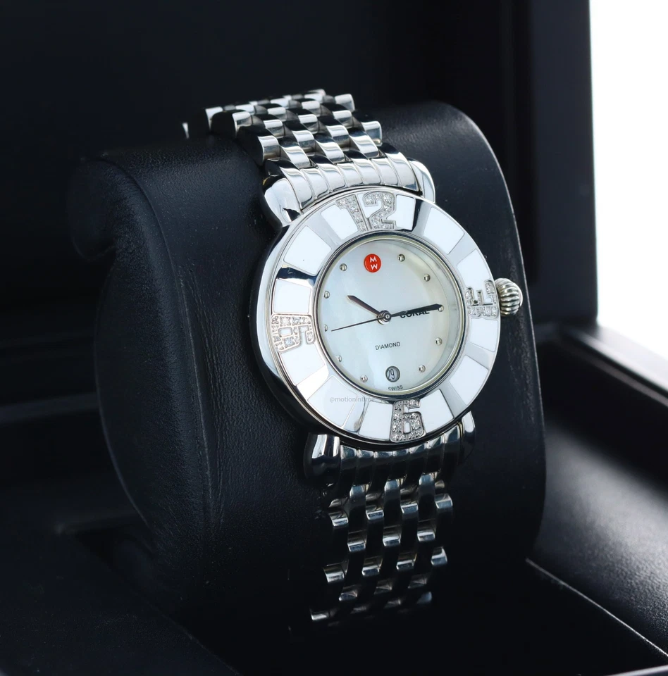 Michele Deco Coral Ladies 36mm, MOP Dial, Diamond Bezel - Steel, MW14B01F1025 - Image 3 of 4