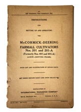 1931 McCormick Deering Farmall Cultivator 201 & 201A Instructions Setup Booklet