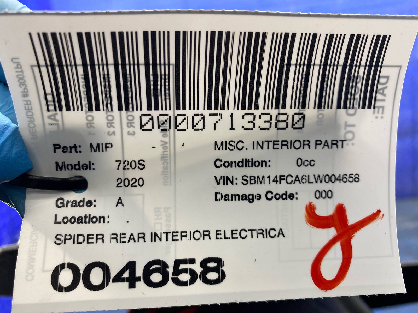 2018-2023 MCLAREN 720S SPIDER REAR INTERIOR ELECTRICAL COVER PANEL 14NA176SP