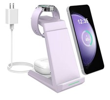 NANAMI 3 in 1 Wireless Charger Stand for Samsung Galaxy Watch Buds Purple