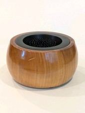 Handmade Wood  Black Base Japanese Ikebana Vase Metal Spiked Flower Frog