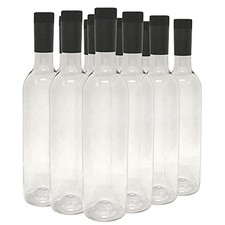 nicebottles Plastic Wine Bottles Screw Caps, Clear, 750ml - Pack of 12