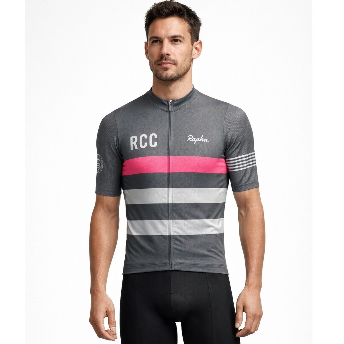 Rapha RCC Pro Team Cycling Jersey Mens Large Grey Pink White
