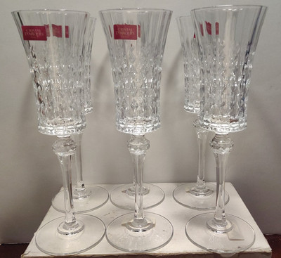 Cristal D'Arques Lady Diamond Set of 6 Champagne Flutes 5oz - NWTs