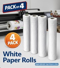 Confezione 4 Rotoli Carta Plotter A0+ | 914mm x 50M | 80GSM CAD Carta Inkjet Bianco