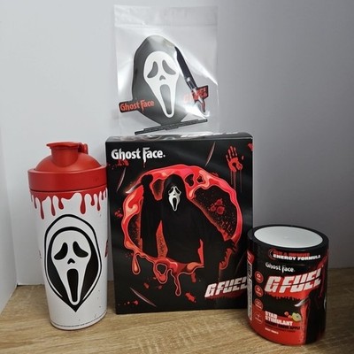 G Fuel Scream Ghost Face Stab Stimulant 2.0 Collector's Box Tub Metal Shaker Cup