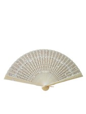 Vintage Ornate Celluloid Plastic Hand Fan Hong Kong 7"