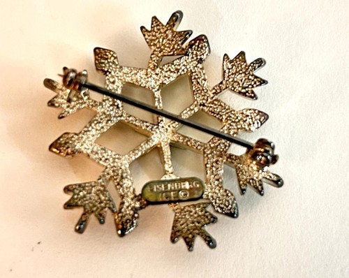 Vintage Eisenberg Ice snowflake pin signed brooch silvertone - Picture 2 of 4