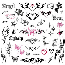 Cute Y2K Temporary Tattoos Realistic Waterproof Fake Tats Festival, Bachelor