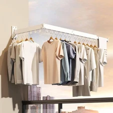 3-Fold Wall Mounted Clothes Drying Rack Foldable Dryer Line Airer Indoor Outdoor