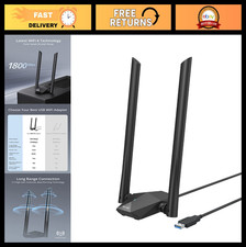 USB WiFi 6 Adapter AX1800 Long Range USB3.0 Dongle for PC/Laptop, Dual Band 5GHz