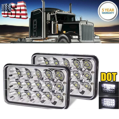2pcs 4x6'' 90W Led Headlights Hi-Lo Sealed Beam for Peterbilt Kenworth T800 W900