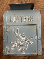 Nostalgie Metall Briefkasten, Grau Blau Taubenblau, Dekokasten (Neu)