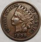 1898 Indian Head Cent Copper Penny 1c Full Liberty VF Brown Philadelphia IC-98a3