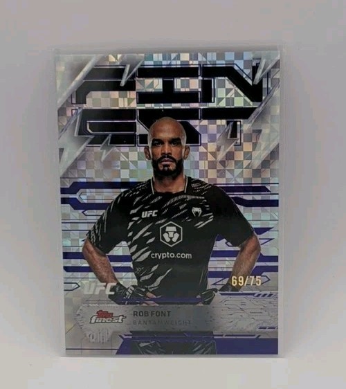 2025 Topps Finest UFC - Rare Rob Font #295 Purple Checkerboard Refractor /75