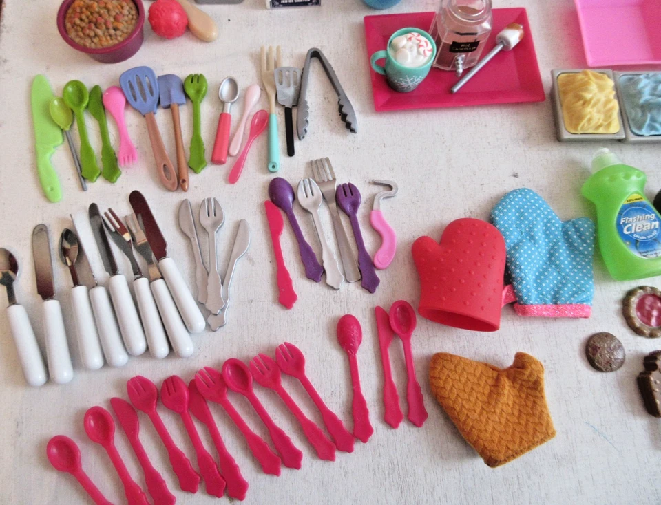 Lote de juguetes accesorios utensilios comida y platos muñeca 18" paquete de juguetes Foto 2 de 4