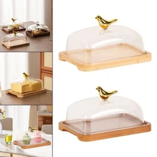 Wooden Cake Stand Pastry Stand Butter Dish Elegant Butter Keeper Cake Plate for