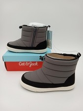 Cat Jack Keaton Snow Boots Kids Size 12 Gray Black Ankle Zip Winter Warm