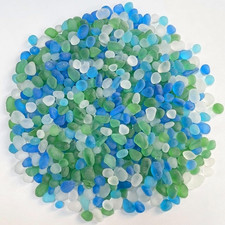 Glass Stones, 0.85Lb/385G Mix Blue Green White Glass Rocks for Vase, Aquarium Pe