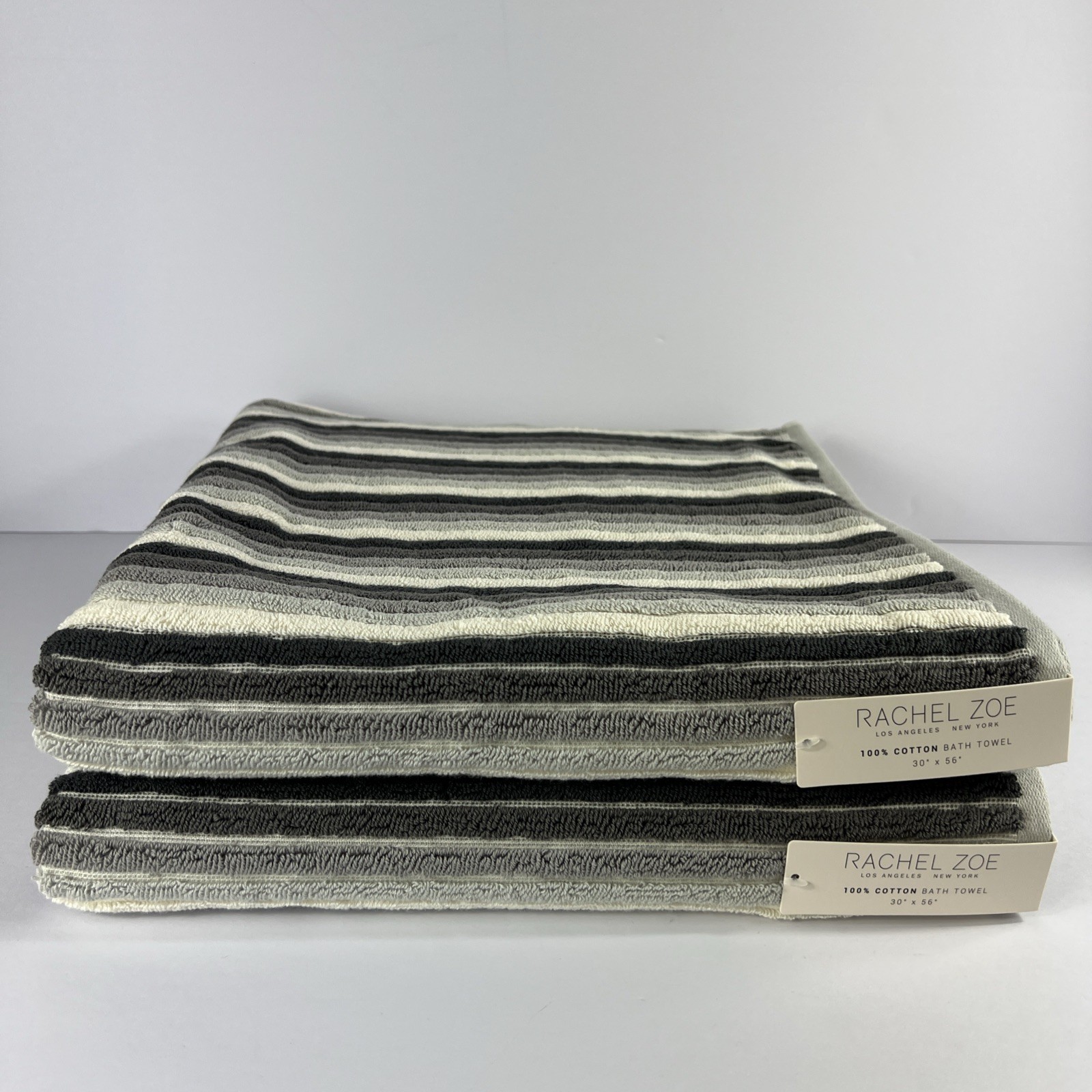 Set Multicolored Grays Ivory Striped Cotton New