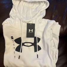 55 Under Armour Women's Fleece Big Logo Hoodie White Small NWT