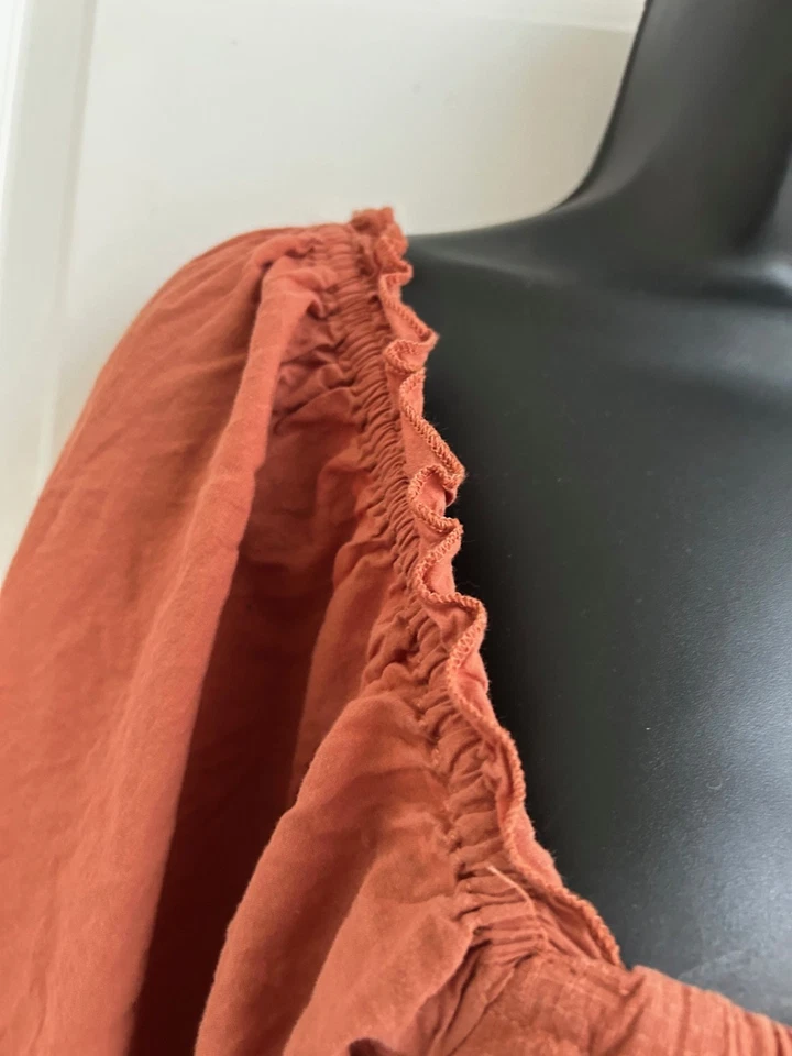 Vestido Romántico Boho Cottagecore XS Gran Tamaño Óxido Pradera Campesina 100% Algodón Foto 3 de 4